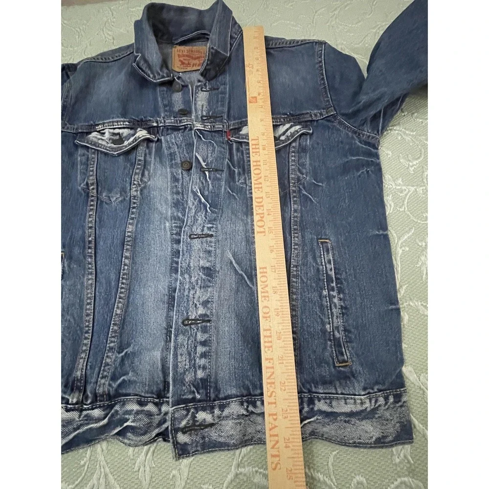 Levi's Jacket Mens Medium Blue‎ Denim Bomber Button Front Pockets Casual 72334
